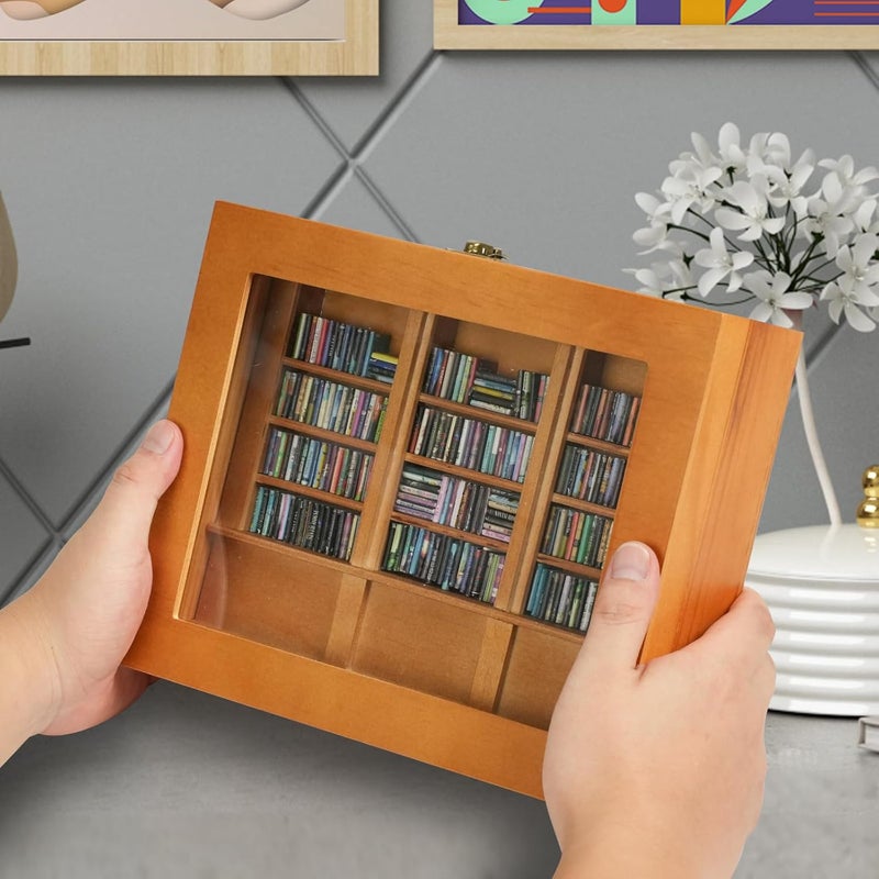 TABTAG Anxiety Bookshelf - Shake Off Your Anxiety,Miniature Display Shelf,Contains 240 Miniature Book Models,Antique Style Gift Decoration Mini Bookshelf (Brown) - Image 5